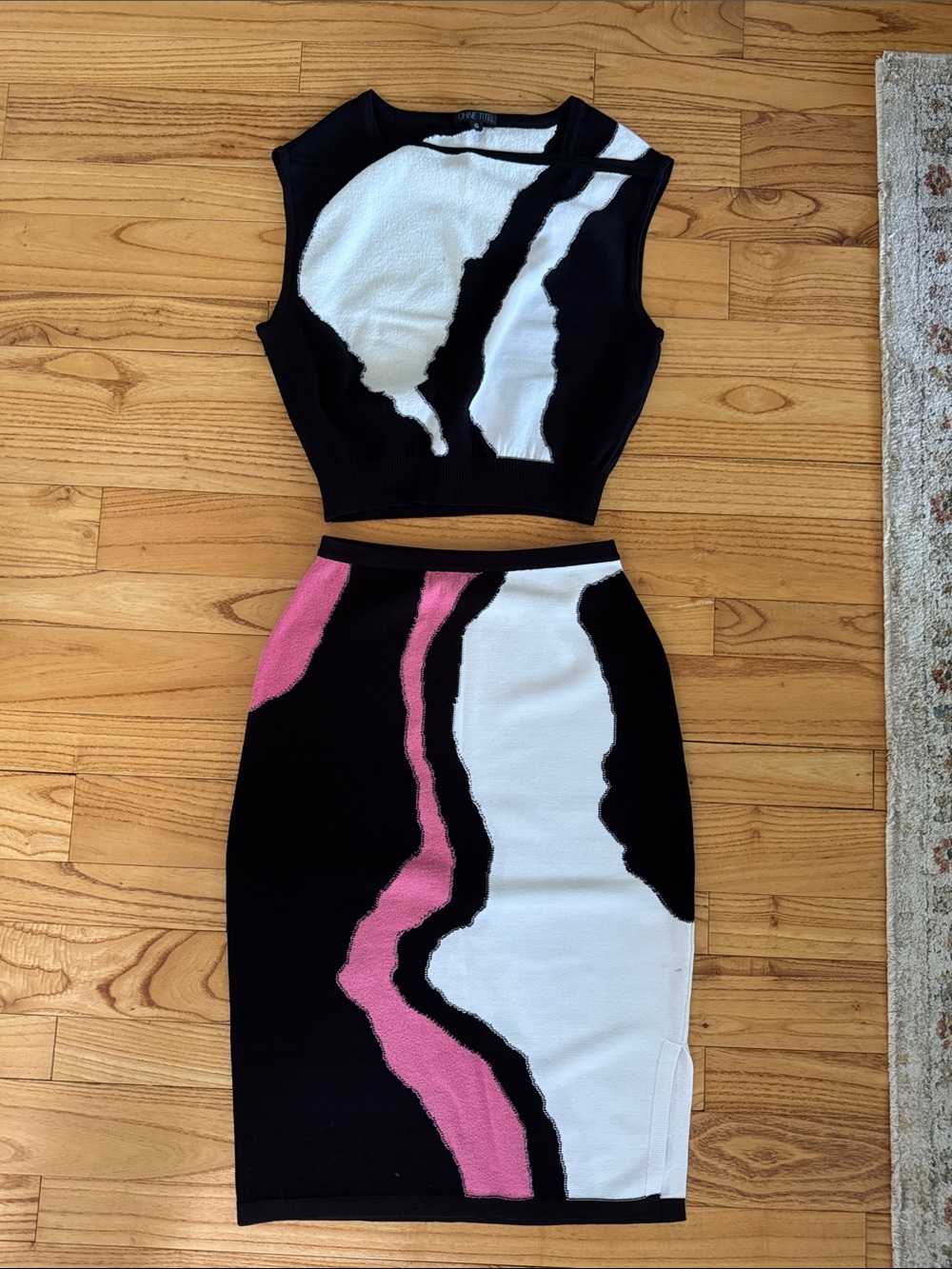 OHNE TITEL Colorblock Two Piece Midi Skirt and Crop
